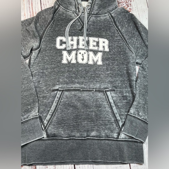 j. america Women's Distressed Grey Cheer Mom Hoodie Size Large - Picture 1 of 9